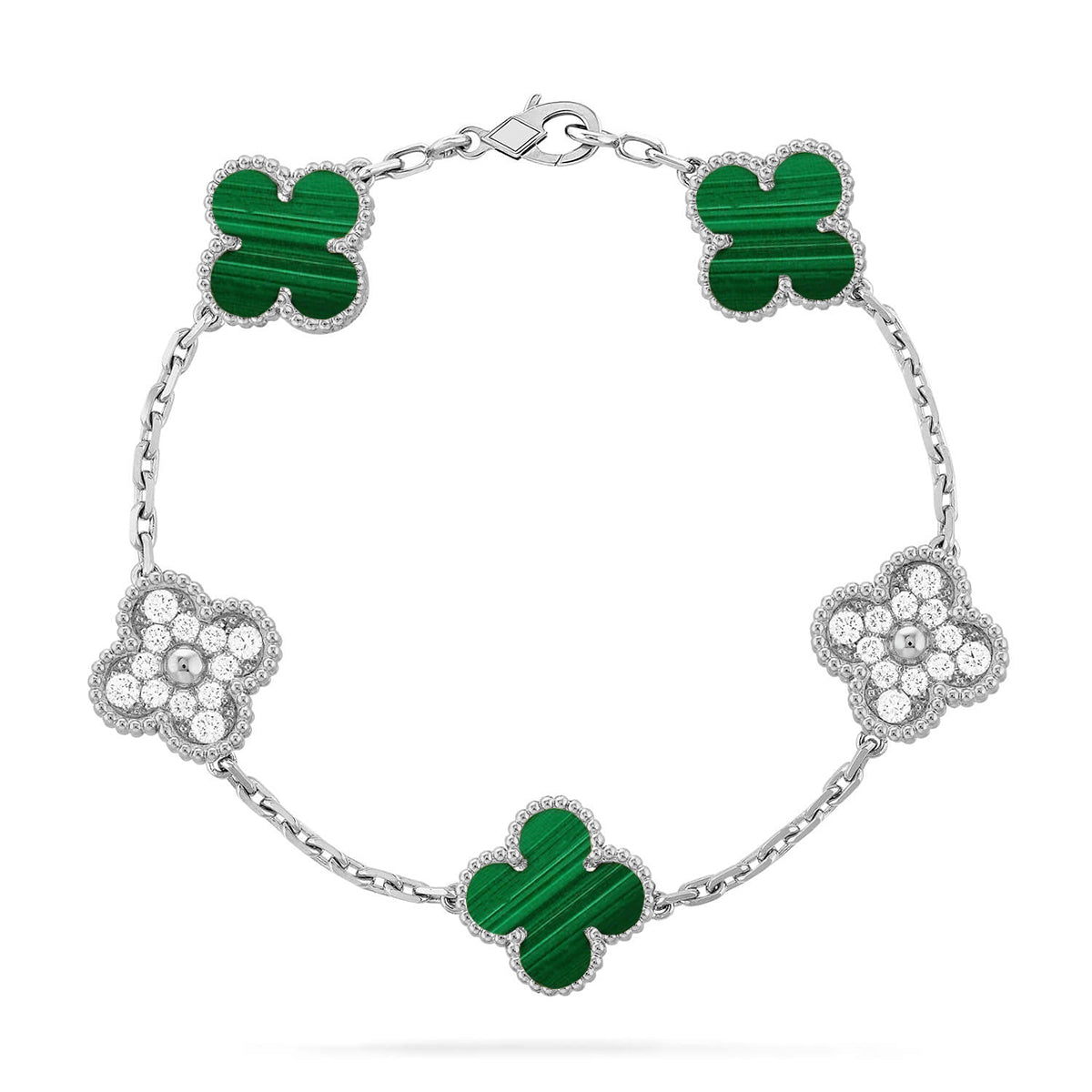 [⭐Reverie Jewels] CLOVER 5 MOTIF MALACHITE BRACELET COLLECTION