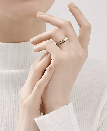 [Reverie Jewels]ROPE TWO-ROW GOLD DIAMOND RING