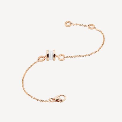 [⭐Reverie Jewels]ZERO 1 SOFT PINK GOLD AND WHITE CERAMIC BRACELET
