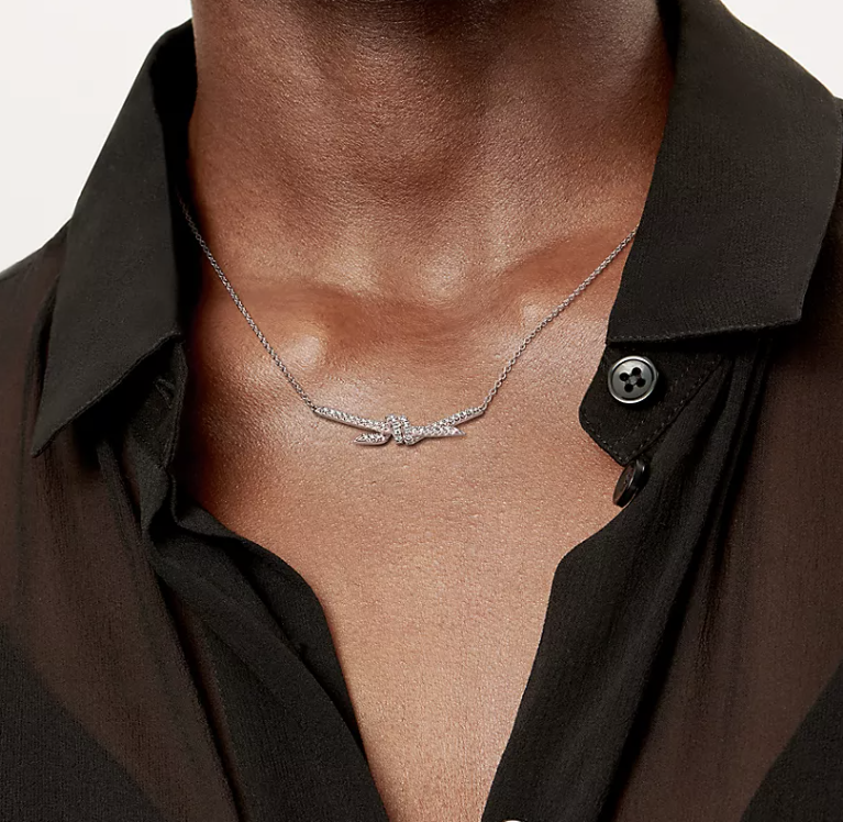 [Reverie Jewels]KNOT PENDANT SILVER DIAMOND NECKLACE