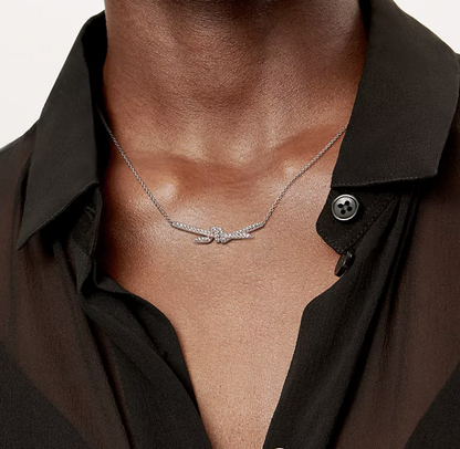 [Reverie Jewels]KNOT PENDANT SILVER DIAMOND NECKLACE
