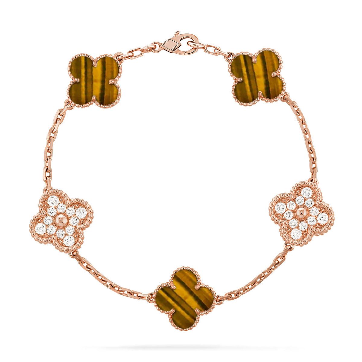 [⭐Reverie Jewels] CLOVER 5 MOTIFS TIGER EYE BRACELET COLLECTION