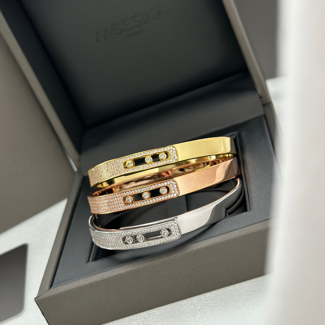 [⭐Reverie Jewels]Move Noa Rose Gold Pavé Diamond Bangle Bracelet