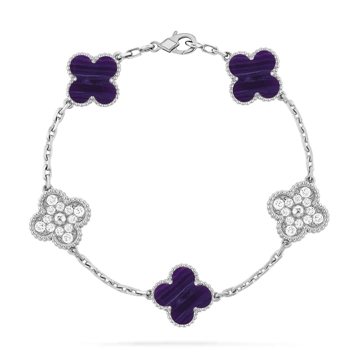 [⭐Reverie Jewels]CLOVER 5 MOTIF PURPLE STRIPES BRACELET COLLECTION
