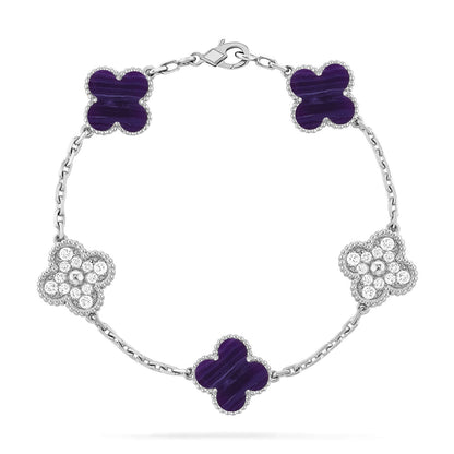 [⭐Reverie Jewels]CLOVER 5 MOTIF PURPLE STRIPES BRACELET COLLECTION
