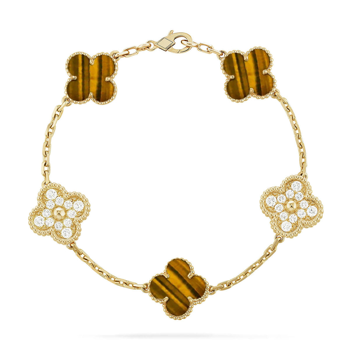 [⭐Reverie Jewels] CLOVER 5 MOTIFS TIGER EYE BRACELET COLLECTION