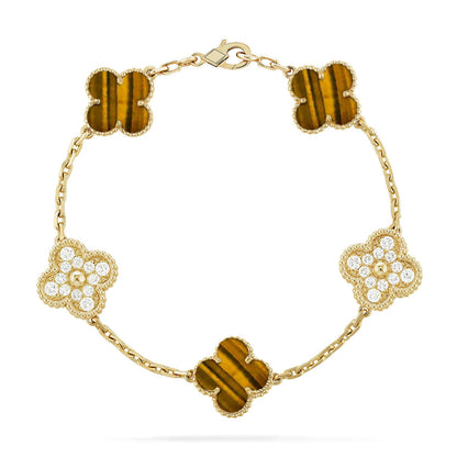 [⭐Reverie Jewels] CLOVER 5 MOTIFS TIGER EYE BRACELET COLLECTION