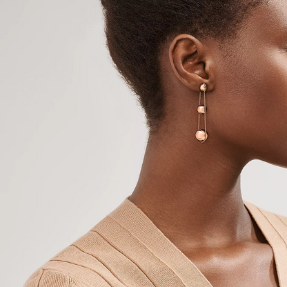 [Reverie Jewels]TRIPLE DROP PINK GOLD EARRINGS