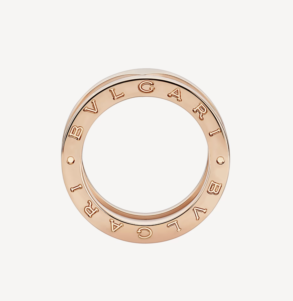 [⭐Reverie Jewels]ZERO 1 TWO-BAND LOOPS AND WHITE CERAMIC SPIRAL PINK GOLD RING