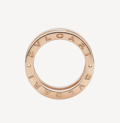 [⭐Reverie Jewels]ZERO 1 TWO-BAND LOOPS AND WHITE CERAMIC SPIRAL PINK GOLD RING