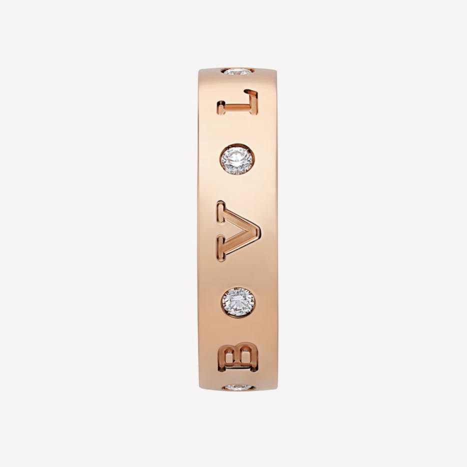 [⭐Reverie Jewels]ZERO 1 ESSENTIAL PINK GOLD BAND WITH DIAMONDS RING