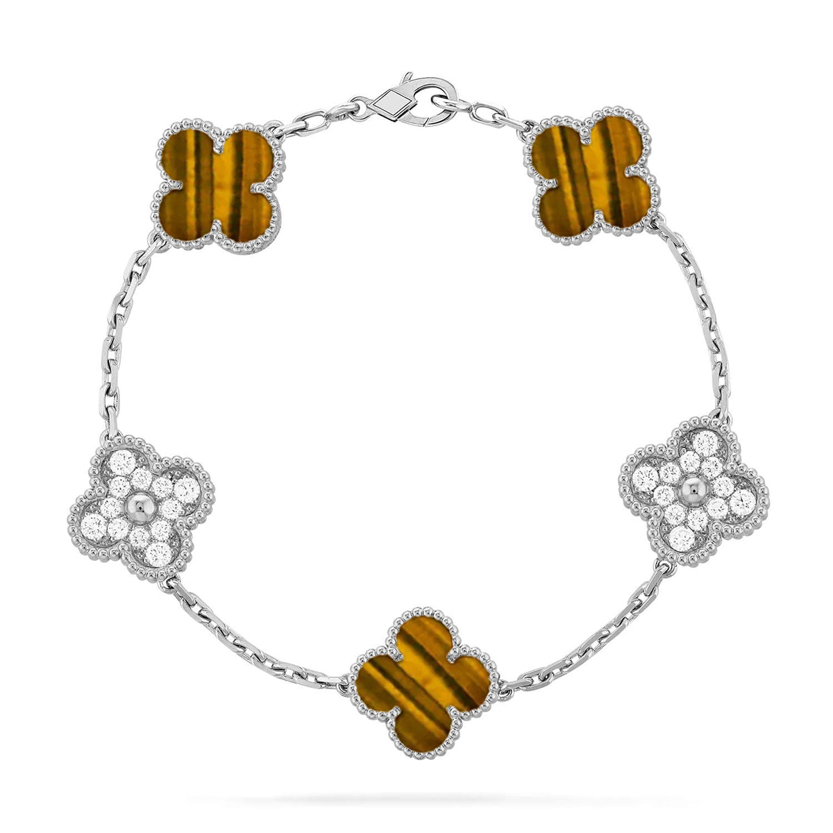 [⭐Reverie Jewels] CLOVER 5 MOTIFS TIGER EYE BRACELET COLLECTION