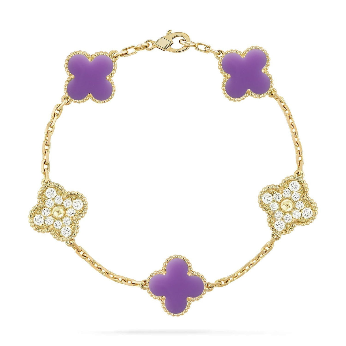 [⭐Reverie Jewels]CLOVER 5 MOTIF LIGHT PURPLE BRACELET COLLECTION