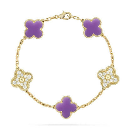 [⭐Reverie Jewels]CLOVER 5 MOTIF LIGHT PURPLE BRACELET COLLECTION