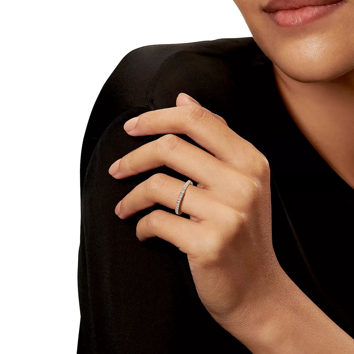 [Reverie Jewels]LOCK RING PINK GOLD DIAMOND PAVED