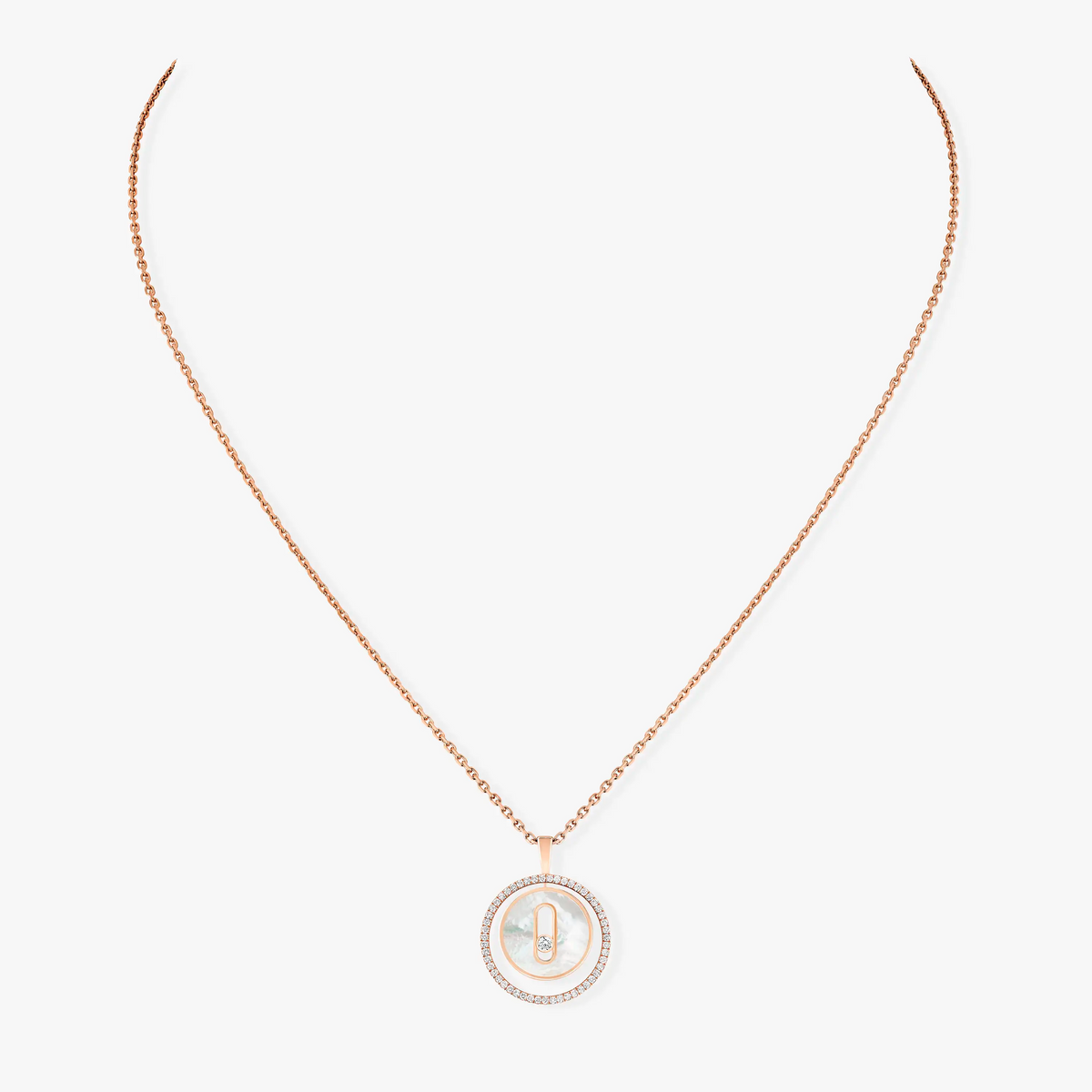 [⭐Reverie Jewels]Demo MOVE 1 DIAMOND WHITE MOTHER OF PEARL PINK GOLD DIAMOND NECKLACE