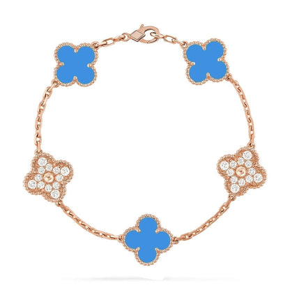 [⭐Reverie Jewels] CLOVER 5 MOTIF BLUE AGATE BRACELET COLLECTION