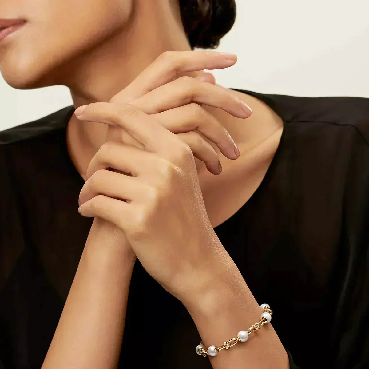 [Reverie Jewels]LINK BRACELET GOLD WITH FRESHWATER PEARLS