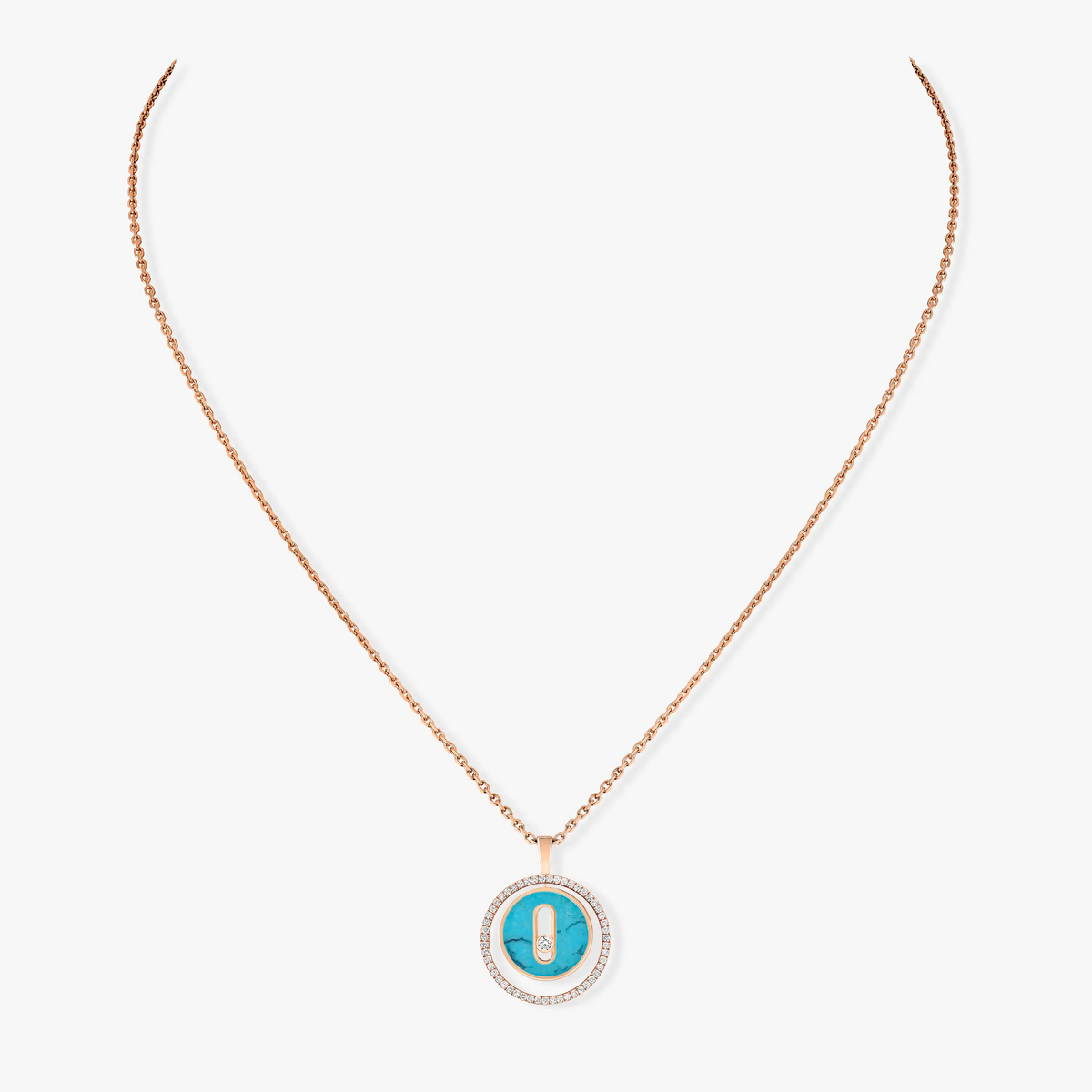 [⭐Reverie Jewels]Demo MOVE 1 DIAMOND TURQUOISE PINK GOLD DIAMOND NECKLACE