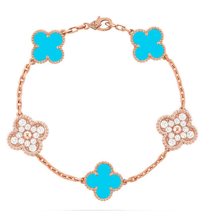 [⭐Reverie Jewels] CLOVER 5 MOTIF TURQUOISE BRACELET COLLECTION
