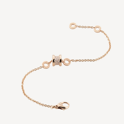 [⭐Reverie Jewels]ZERO 1 SOFT PINK GOLD WITH PAVED DIAMONDS ON THE SPIRAL BRACELET