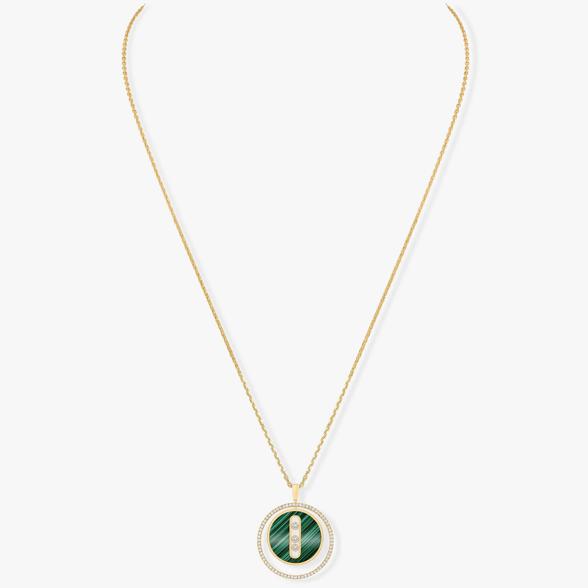 [⭐Reverie Jewels]Demo MOVE 3 DIAMOND MALACHITE GOLD DIAMOND NECKLACE