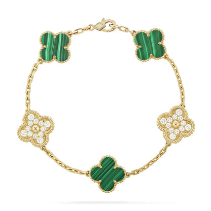 [⭐Reverie Jewels] CLOVER 5 MOTIF MALACHITE BRACELET COLLECTION