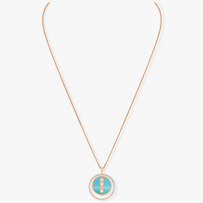 [⭐Reverie Jewels]Demo MOVE 3 DIAMONDS TURQUOISE PINK GOLD DIAMOND NECKLACE
