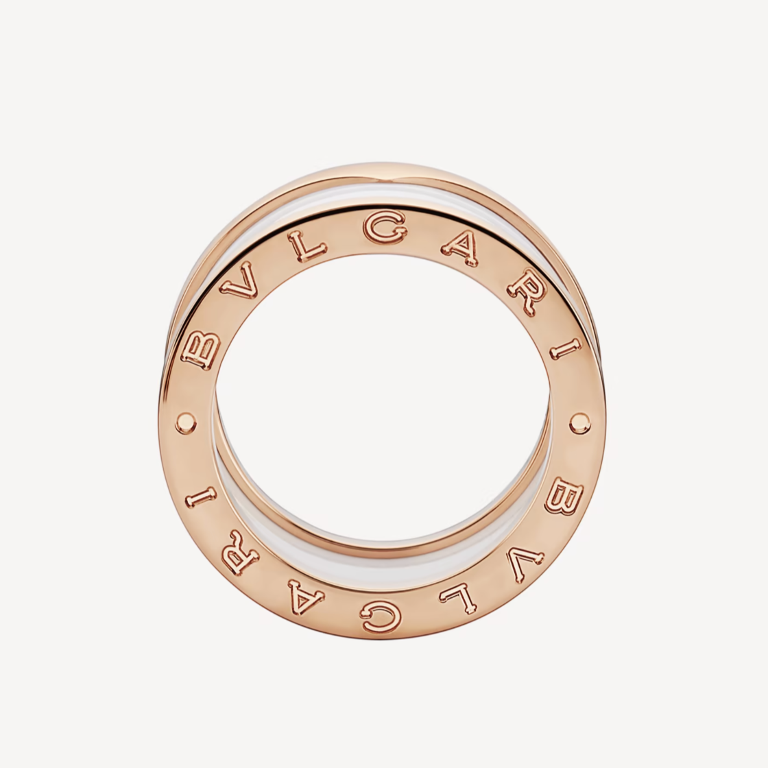 [⭐Reverie Jewels]ZERO 1 FOUR-BAND LOOPS AND WHITE CERAMIC SPIRAL PINK GOLD RING