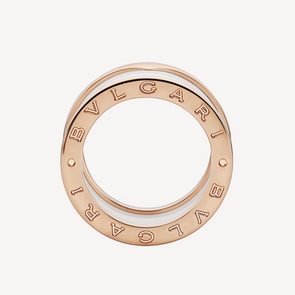 [⭐Reverie Jewels]ZERO 1 FOUR-BAND LOOPS AND WHITE CERAMIC SPIRAL PINK GOLD RING