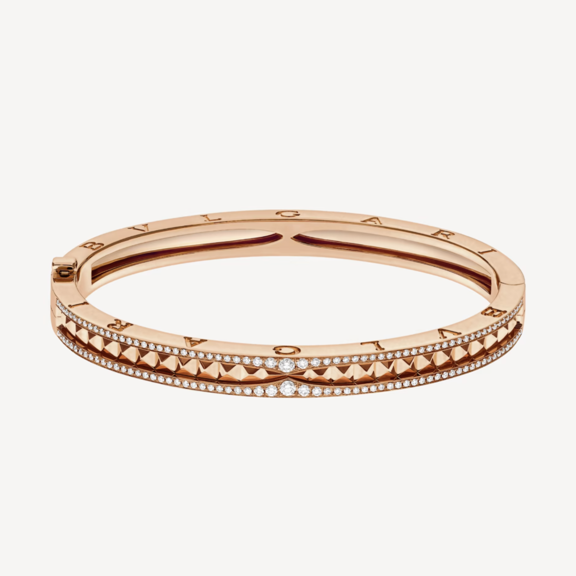 [⭐Reverie Jewels]ZERO 1 SPIRAL AND PAVED DIAMOND PINK GOLD BRACELET