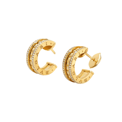 [⭐Reverie Jewels]ZERO 1 ROCK GOLD EARRINGS WITH STUDDED SPIRAL AND PAVED DIAMONDS