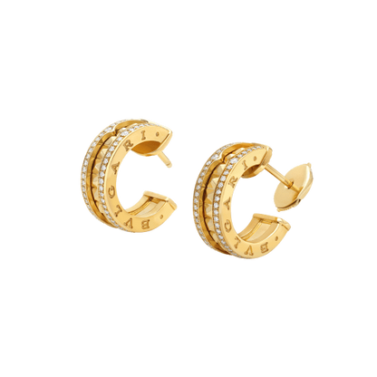 [⭐Reverie Jewels]ZERO 1 ROCK GOLD EARRINGS WITH STUDDED SPIRAL AND PAVED DIAMONDS
