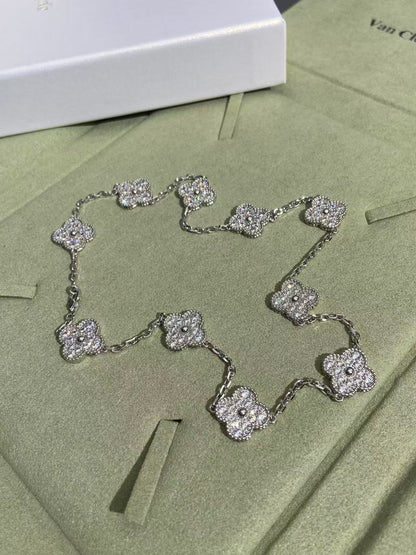 [⭐Reverie Jewels]CLOVER 10 MOTIFS  FULL DIAMOND NECKLACE