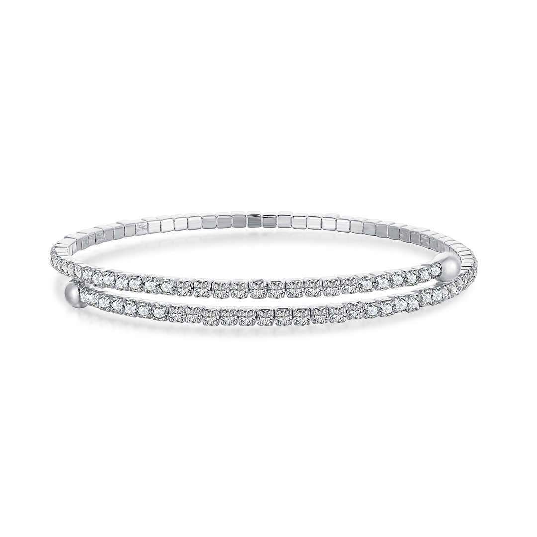 [Reverie Jewels]Row of Diamonds Round Fashion Bracelet