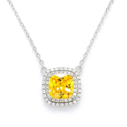 [Reverie Jewels]SPARKLERS CITRINE GEMSTONE PENDANT NECKLACE STERLING SILVER