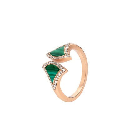 [⭐Reverie Jewels]DREAM MALACHITE DIAMOND OPEN RING