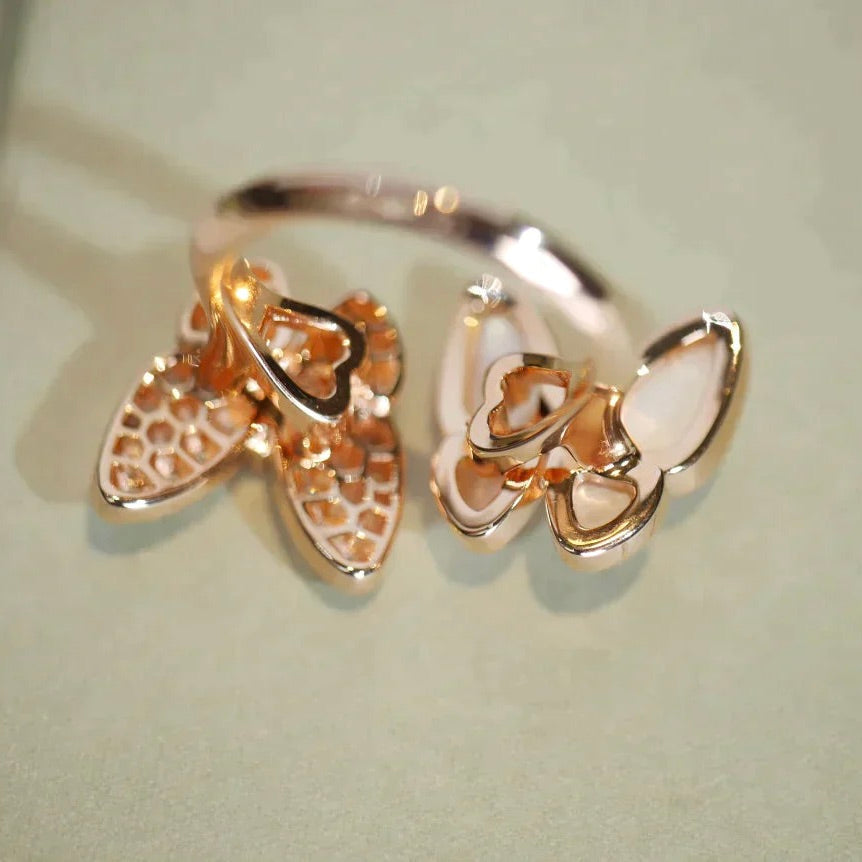 [⭐Reverie Jewels]TWIN BUTTERFLY DIAMOND MOP RING