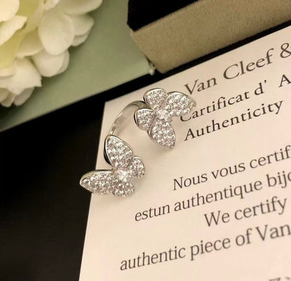 [⭐Reverie Jewels]TWIN SILVER BUTTERFLY DIAMOND RING