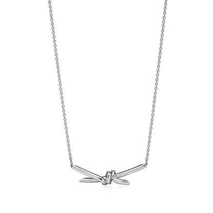 [Reverie Jewels]KNOT PENDANT SILVER DIAMOND NECKLACE