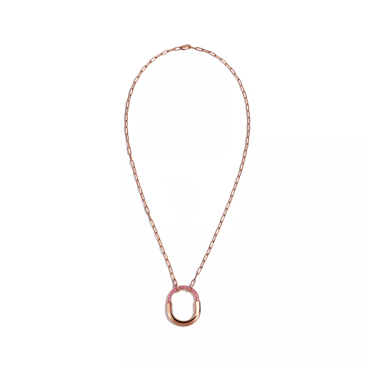 [Reverie Jewels]LOCK MEDIUM PENDANT PINK DIAMOND PINK GOLD NECKLACE