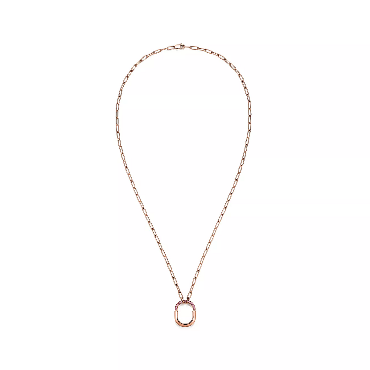 [Reverie Jewels]LOCK SMALL PENDANT PINK DIAMOND PINK GOLD NECKLACE