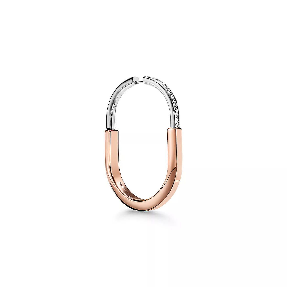 [Reverie Jewels]LOCK EARRINGS ROSE AND WHITE GOLD DIAMONDS EXTRA LARGE