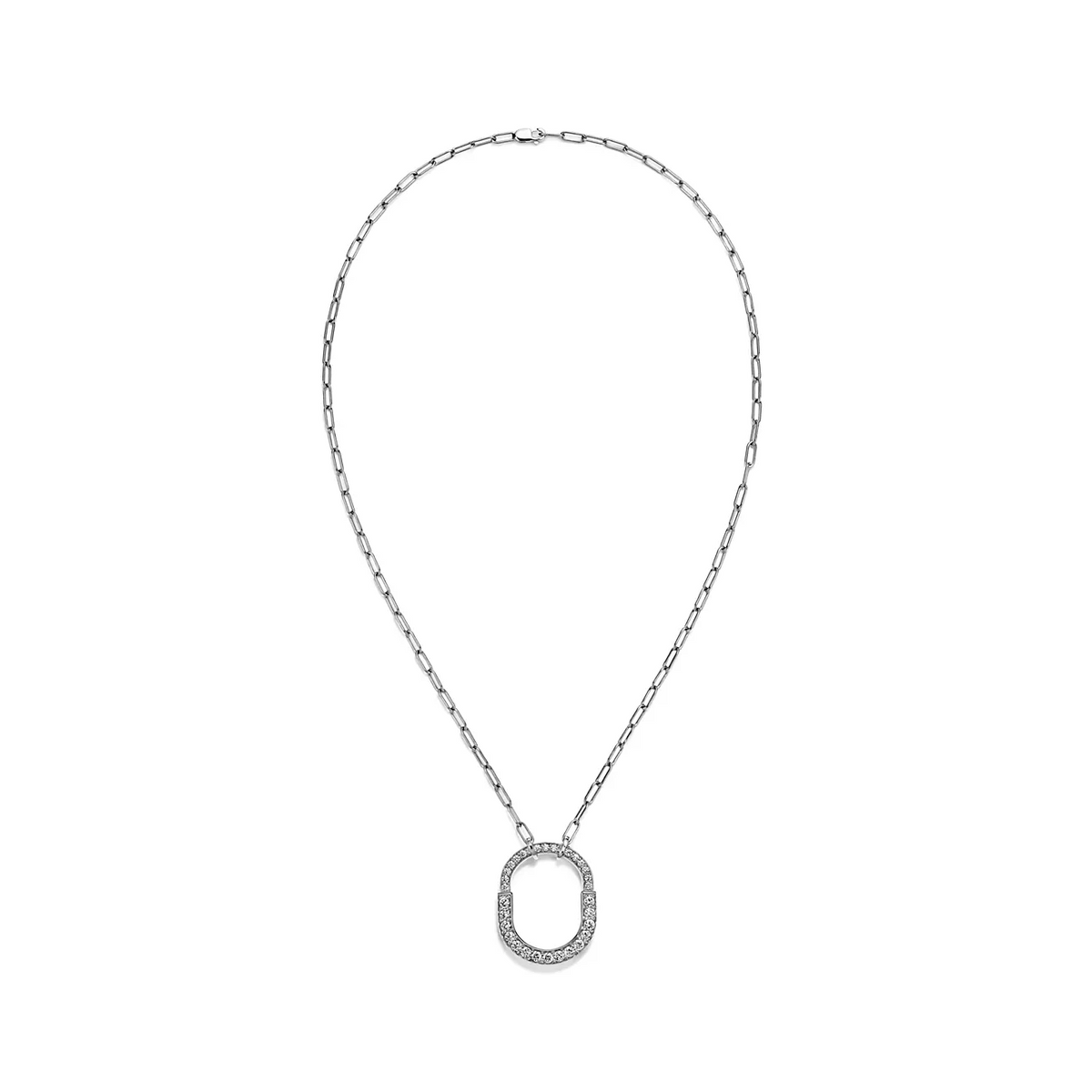 [Reverie Jewels]LOCK NECKLACE MEDIUM PENDANT SILVER PAVED DIAMONDS