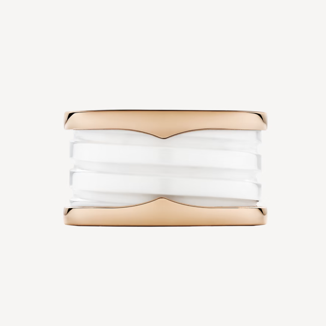 [⭐Reverie Jewels]ZERO 1 FOUR-BAND LOOPS AND WHITE CERAMIC SPIRAL PINK GOLD RING