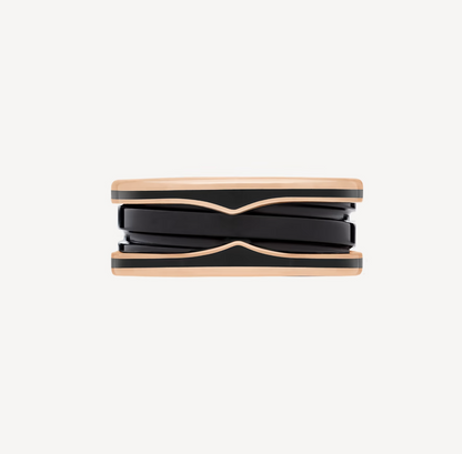 [⭐Reverie Jewels]ZERO 1 TWO-BAND WITH MATTE BLACK CERAMIC PINK GOLD RING