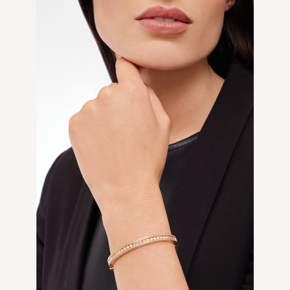 [⭐Reverie Jewels]ZERO 1 SPIRAL AND PAVED DIAMOND PINK GOLD BRACELET