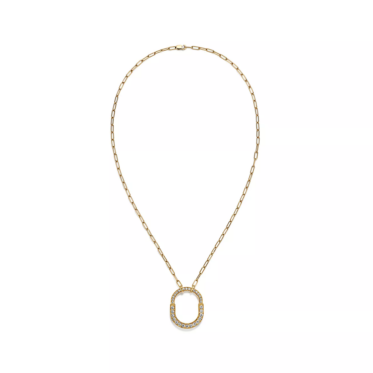 [Reverie Jewels]LOCK NECKLACE MEDIUM PENDANT GOLD PAVED DIAMONDS