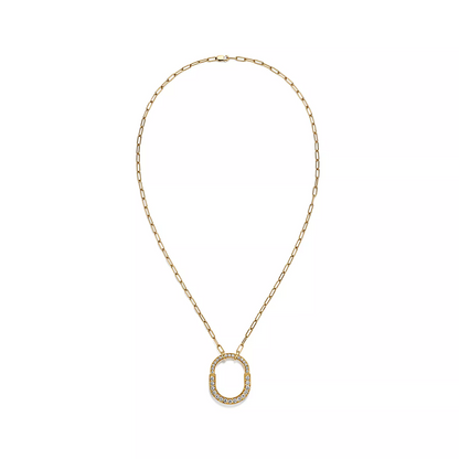 [Reverie Jewels]LOCK NECKLACE MEDIUM PENDANT GOLD PAVED DIAMONDS