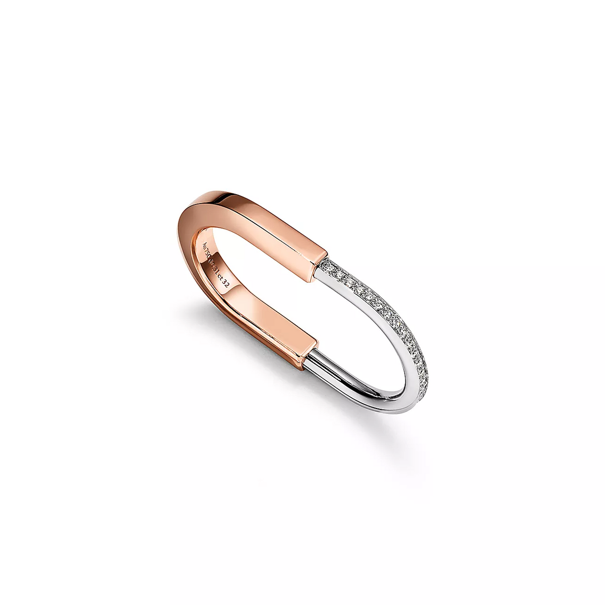 [Reverie Jewels]LOCK RING TOW-FINGER ROSE AND WHITE GOLD DIAMONDS